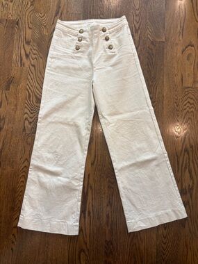 High-Rise White Wide-Leg Sailor Jeans